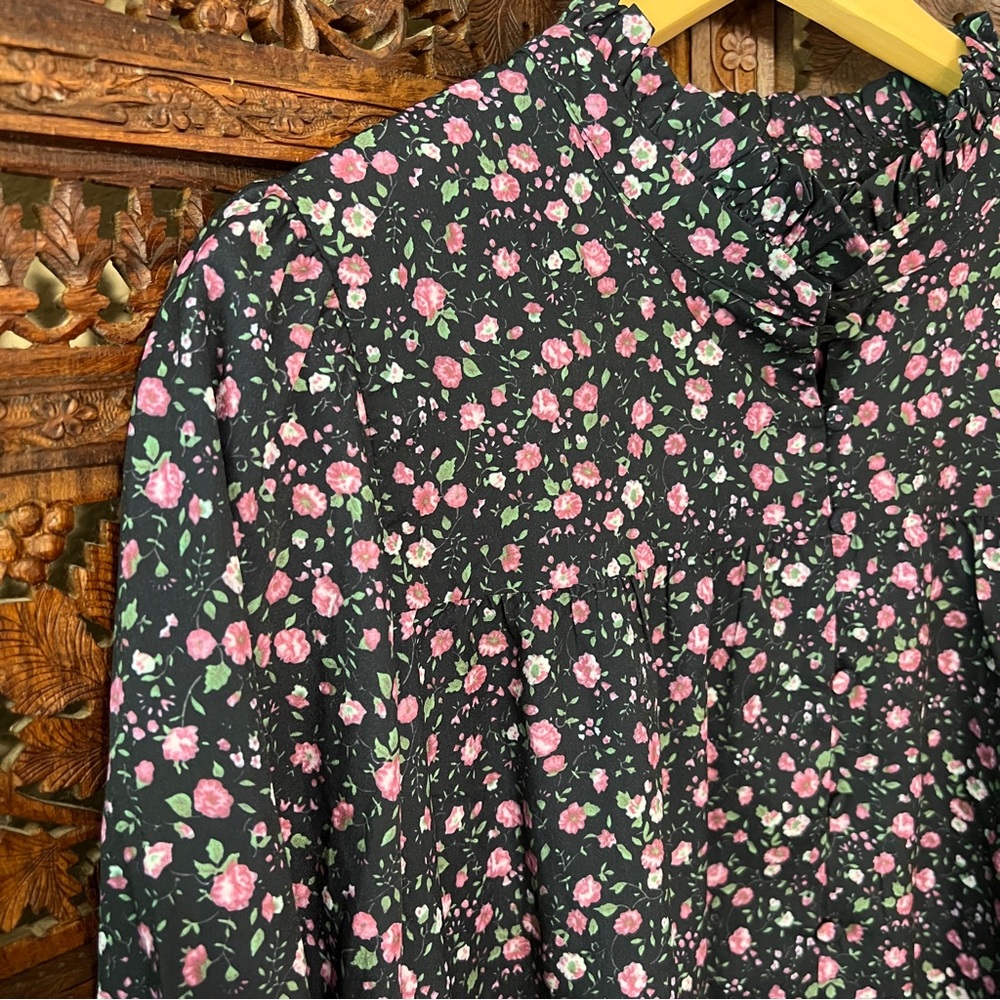 English Factory Black Floral Shift Dress with Pink Flowers - Picture 6 of 16